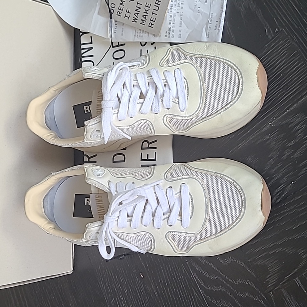 Golden Goose White and Cream Sneakers
